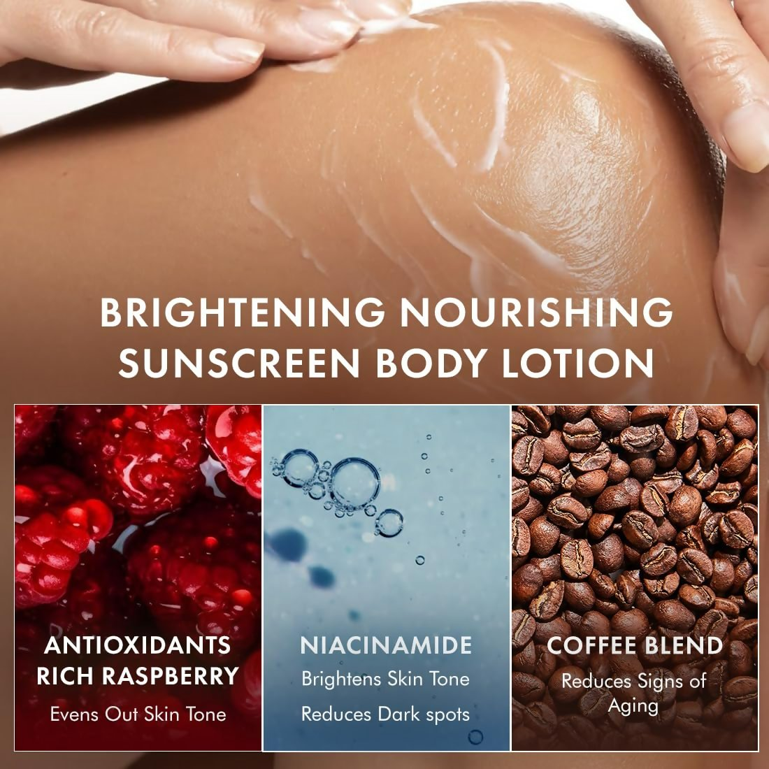 mcaffeine All Skin Brightening SPF 50 PA+++ Sunscreen Body Lotion & Wash Raspberry Combo Kit