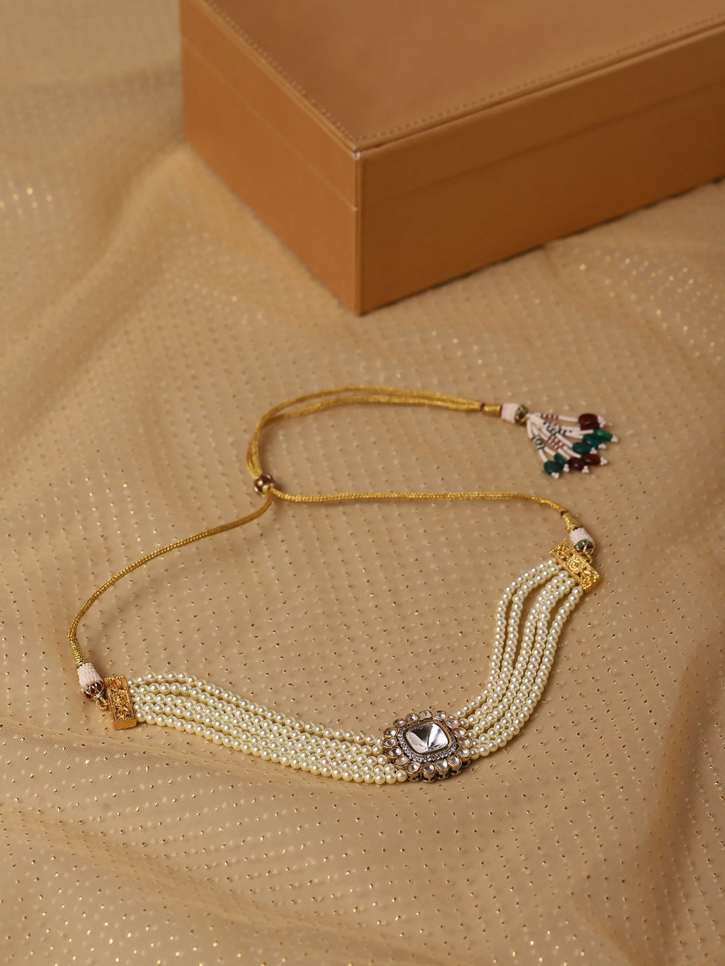 Pearl Kundan Choker- Ruby Raang