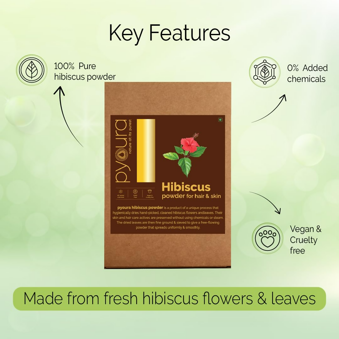 Pyoura Hibiscus Powder 100% Pure & Natural Blend Of Flowers & Leaves Hair Mask