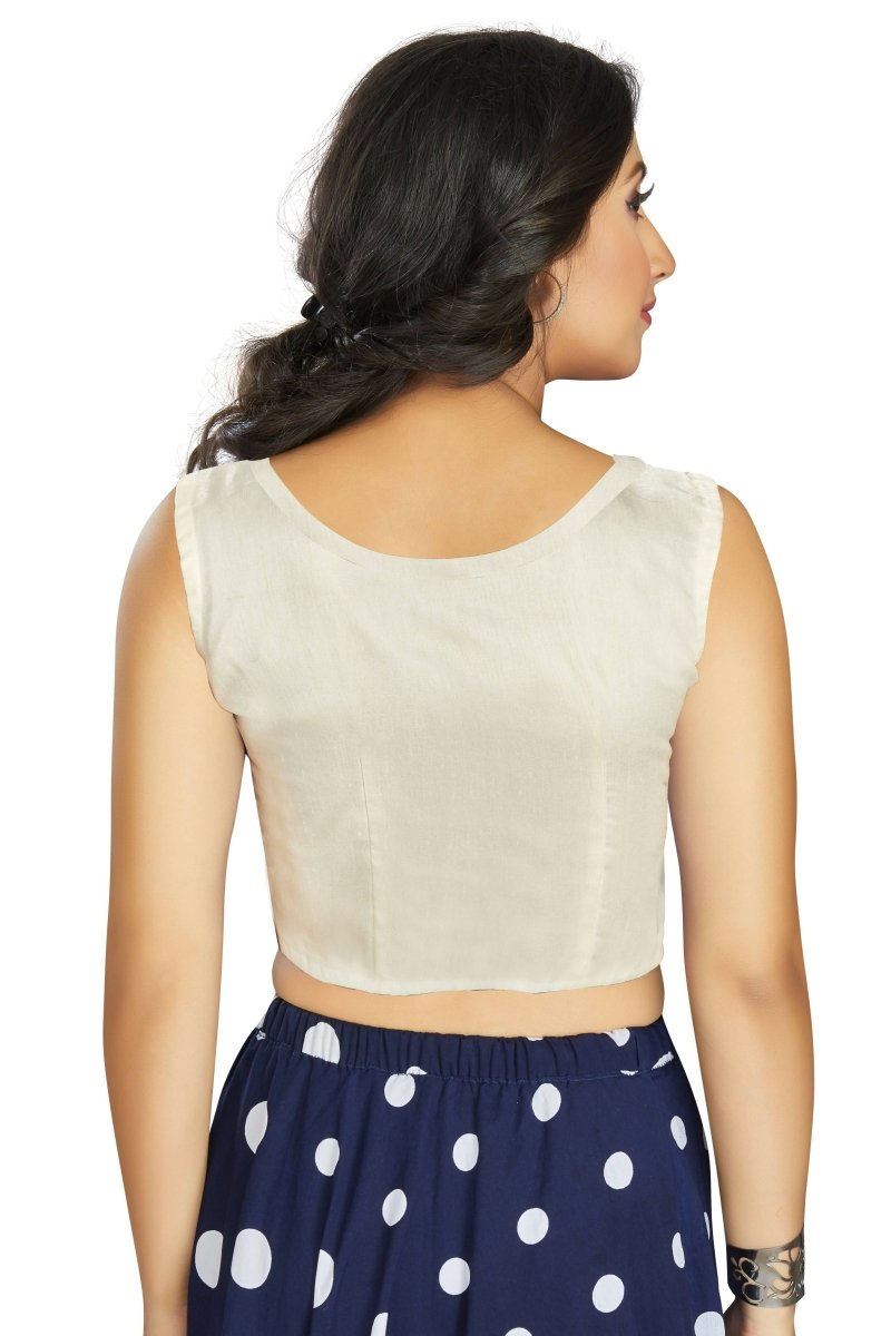 Aastha Fashion Women's Off White Art Silk Designer Traditional Readymade Blouse
