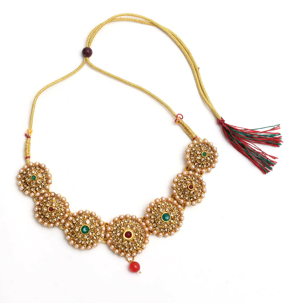 Mominos Fashion Johar Kamal Gold-Plated Brass Finish Kundan Choker For Women (Golden) - Distacart