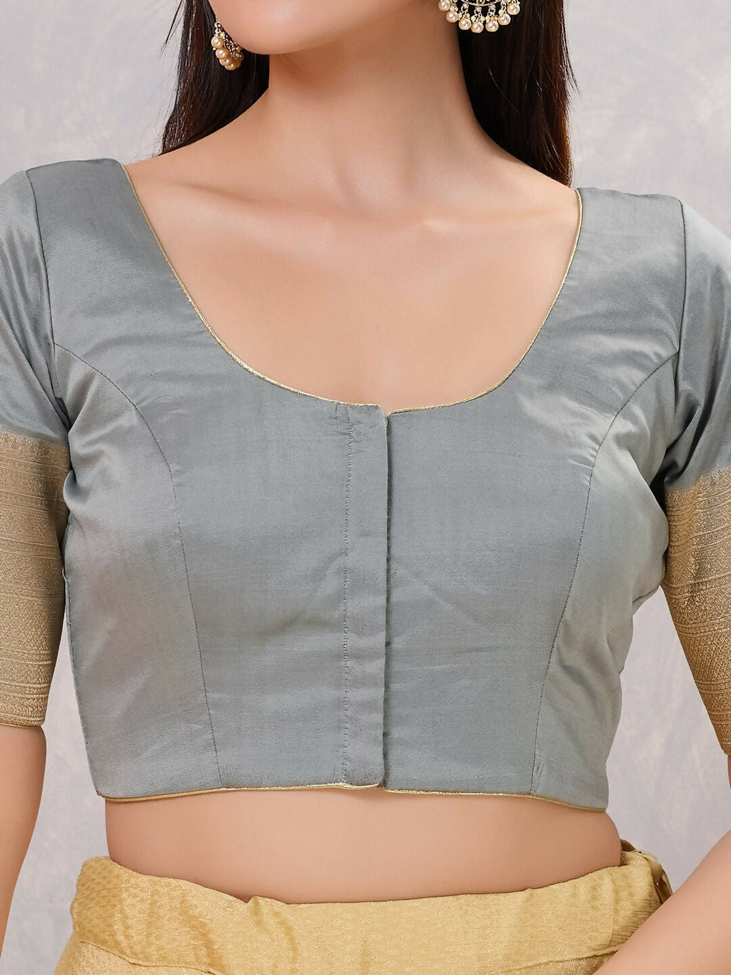 Joban Fashion Women Silk Grey Stitched Blouse