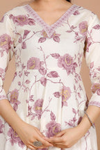 Miravan Women's Pink Floral Printed Anarkali Kurta With Palazzo