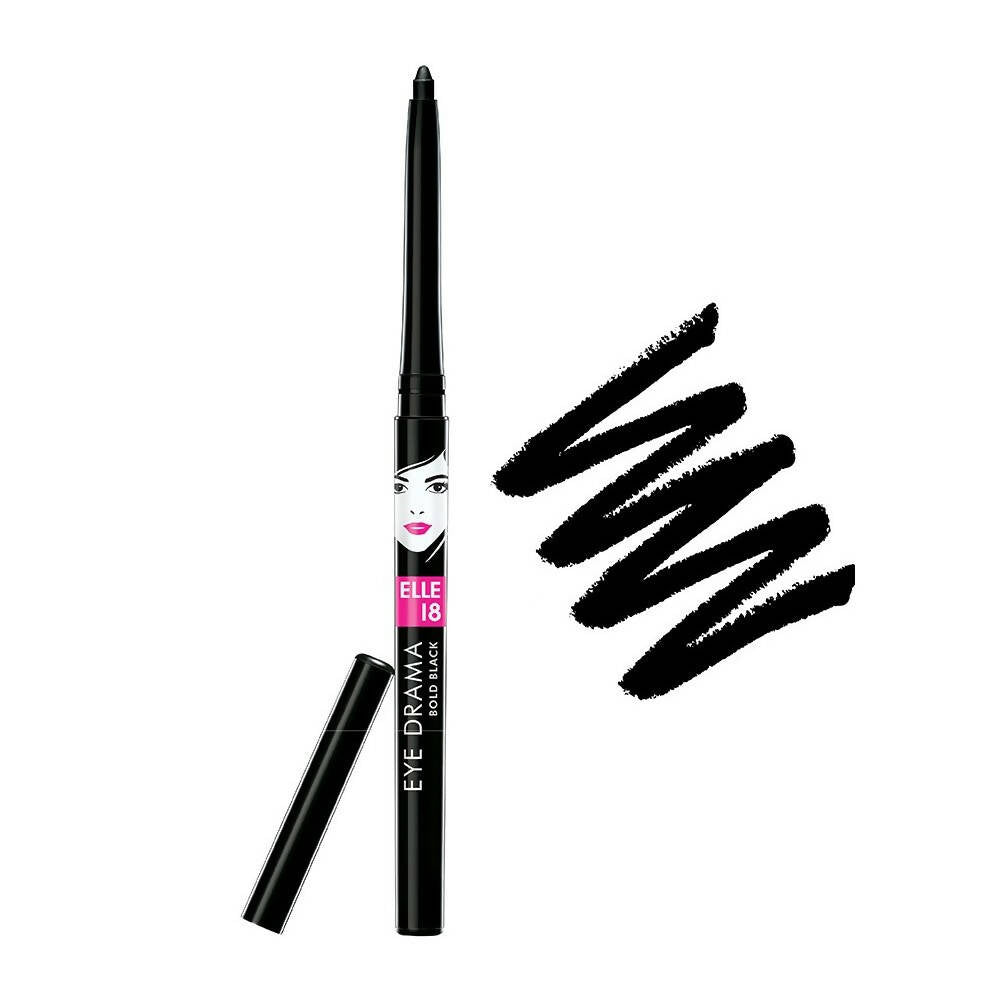 Elle 18 Eye Drama Kajal-Bold Black - Distacart