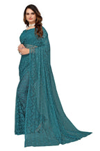 Vamika Rama Green Pearls Net Saree - Distacart