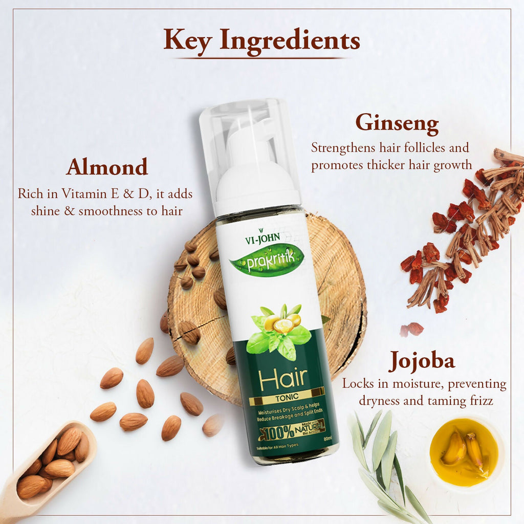 VI-JOHN Prakritik Hair Growth Tonic Prevents greying & dullness Made with 100% Natural Bio Actives - Distacart