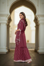 EthnicFestive Wear Premium Chinon Fabric Maroon Stitched Suit With Dupatta-Zeeya