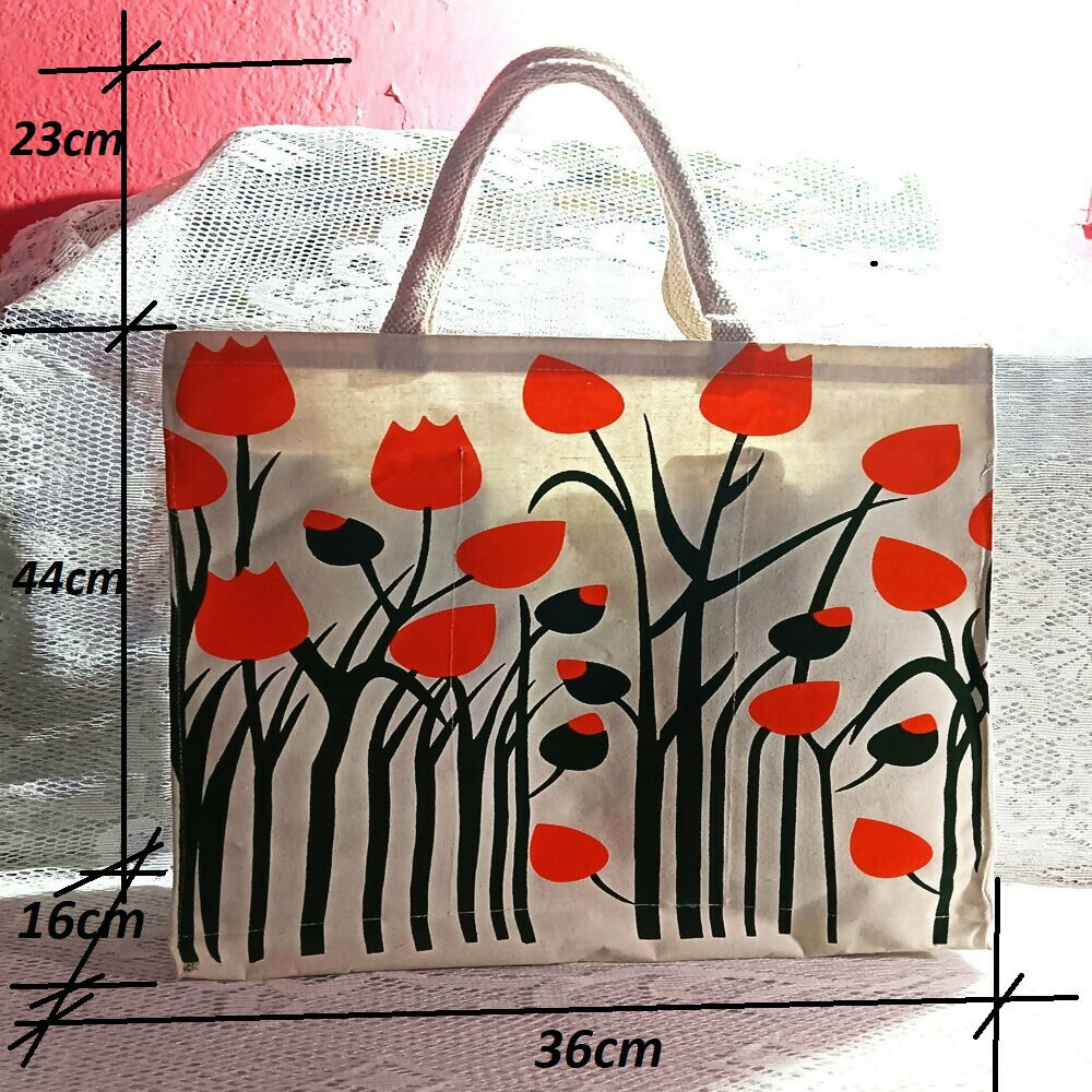 Canvas Jute Bag Flower Print