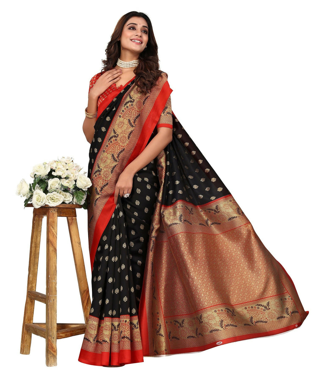 Vamika Black Printed Art Silk Saree