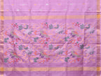 Lavender Uppada Silk Handloom Saree with Birds and Floral Pallu Design - Global Threads