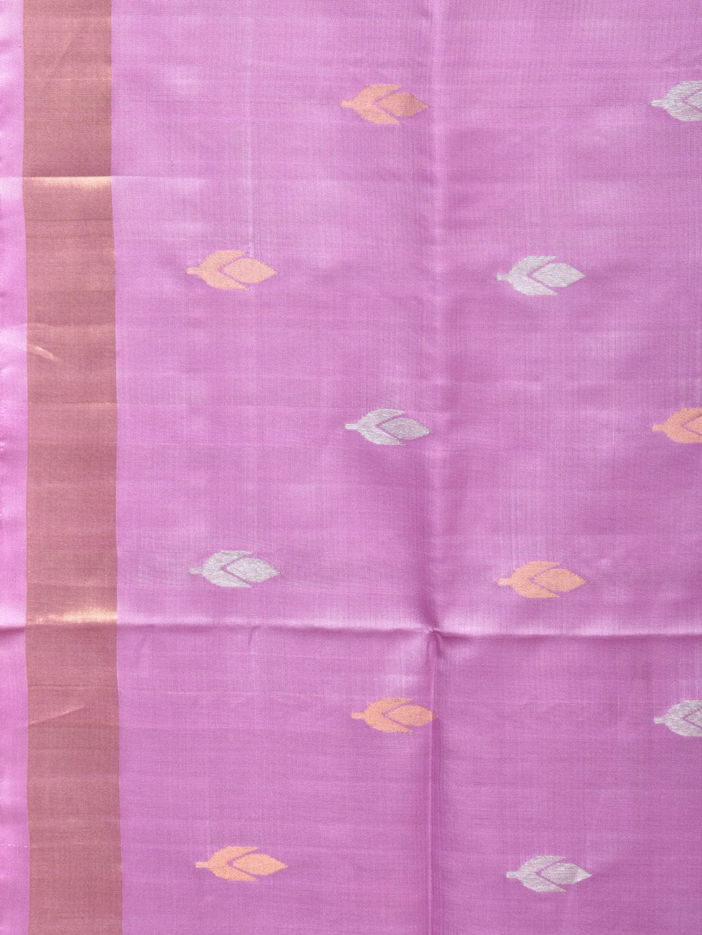 Lavender Uppada Silk Handloom Saree with Birds and Floral Pallu Design - Global Threads
