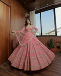 Jyoti Fashion Women's Baby Pink Faux Georgette 5MM Sequins with Zari Embroidered Designer Lehenga Choli Set