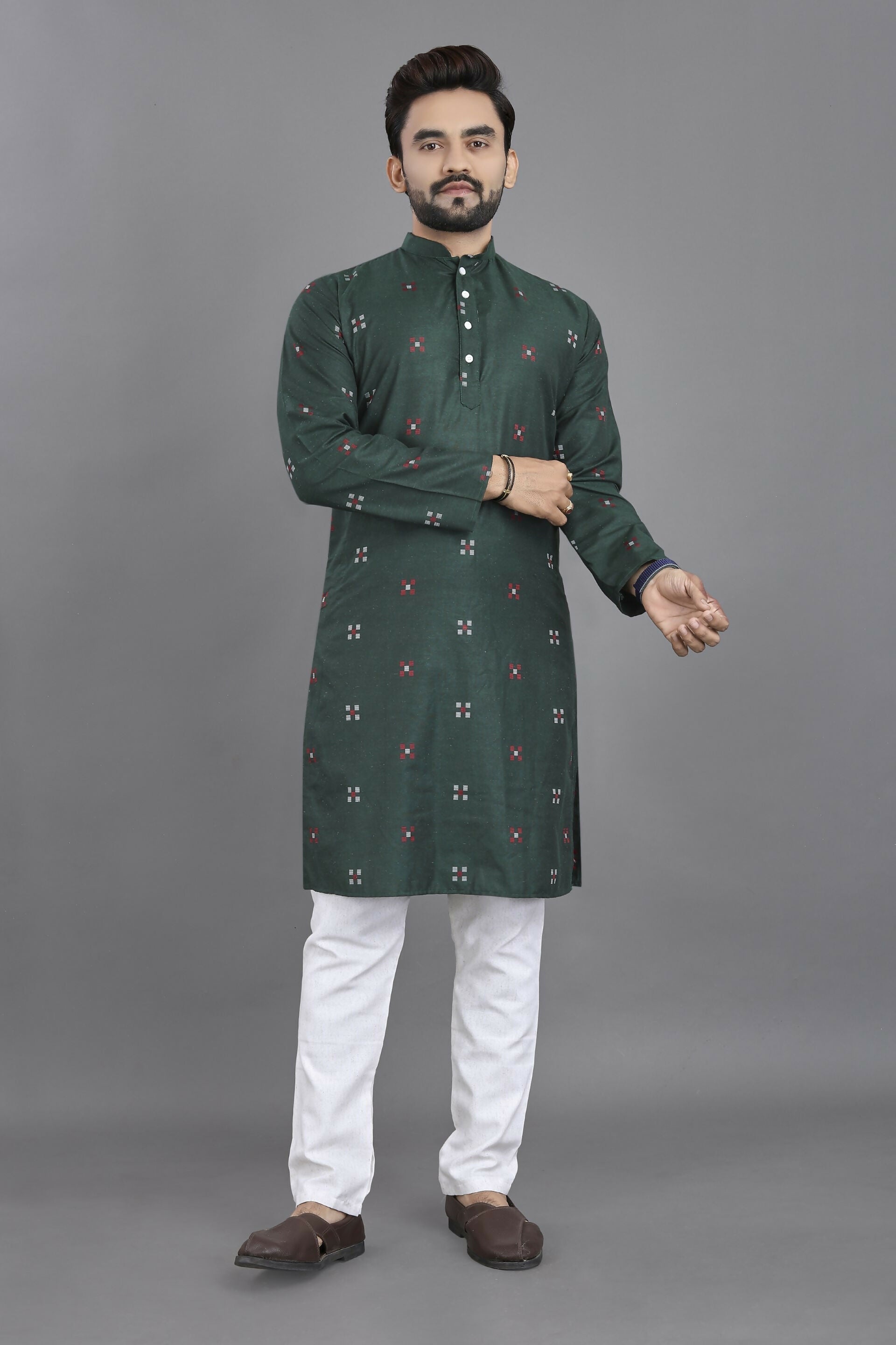 Anaita Green Weaving Linen Cotton Straight Kurta - Distacart