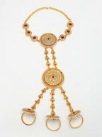 NVR Women's Gold-Polished CZ Stone-Studded Handcrafted Ring Bracelet - Distacart