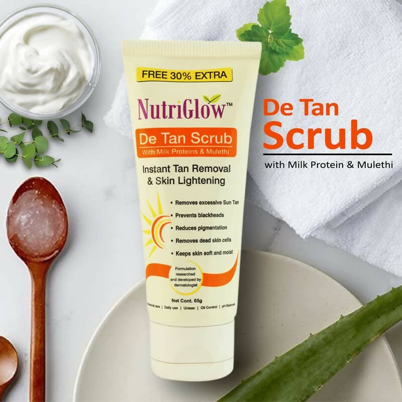 NutriGlow De Tan Scrub With Milk Protein & Mulethi - Distacart