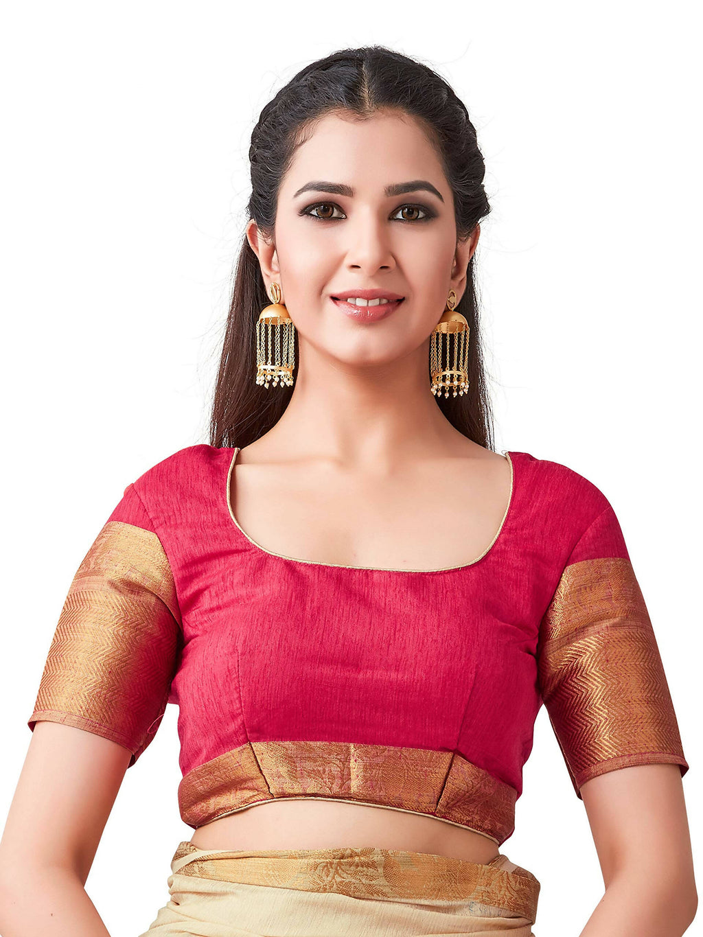 Mimosa Women's Beige Kanchipuram Linen Saree - Distacart