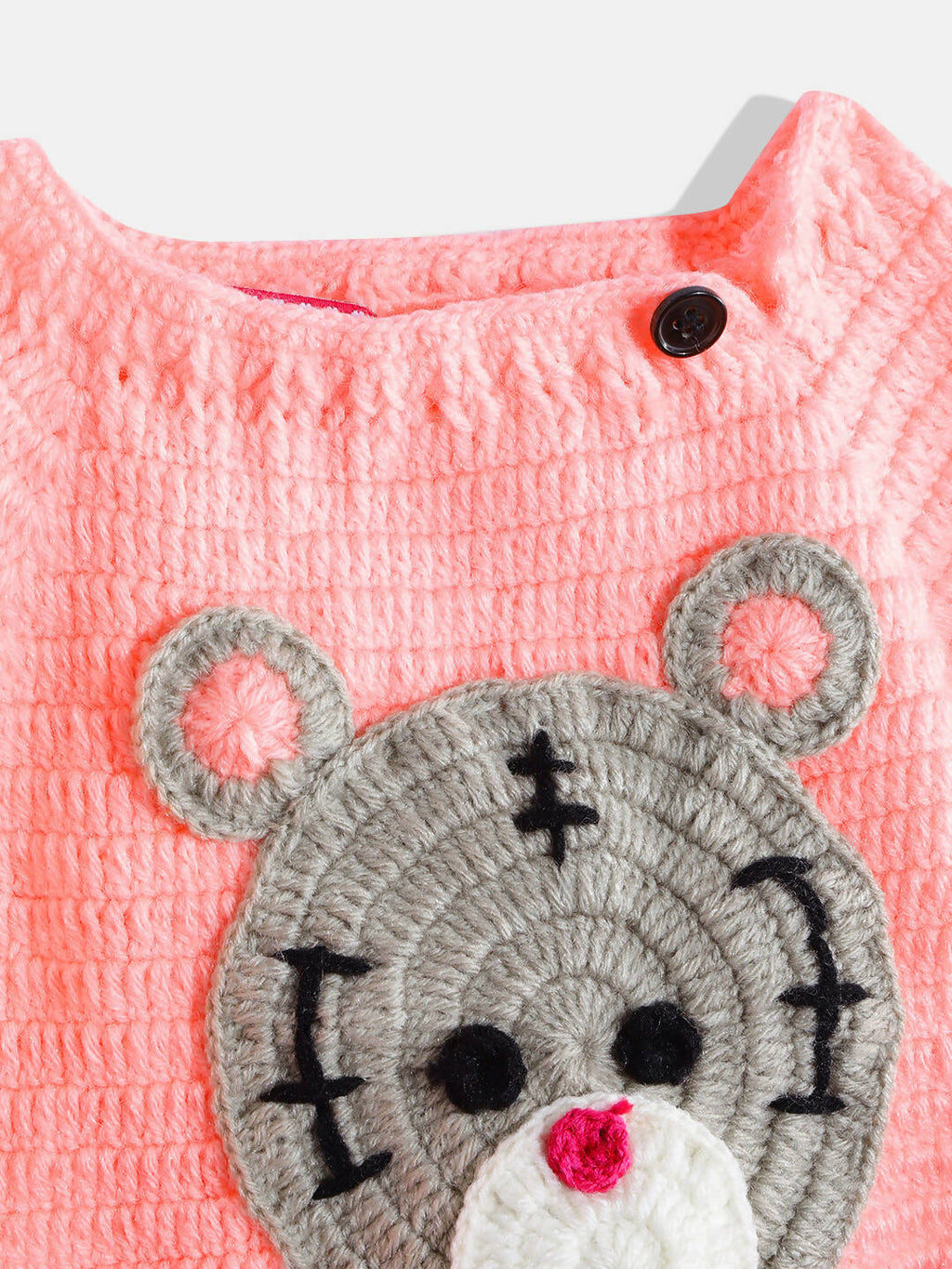 Chutput Kids Pink-Coloured Solid Pullover For Baby Boys with Applique Detail