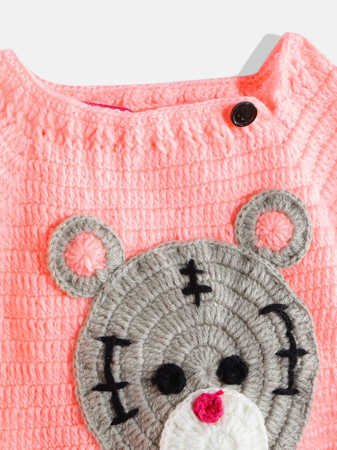 Chutput Kids Pink-Coloured Solid Pullover For Baby Boys with Applique Detail
