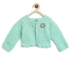 ChutPut Hand knitted Crochet Maharani Wool Dress For Baby Girls - Green