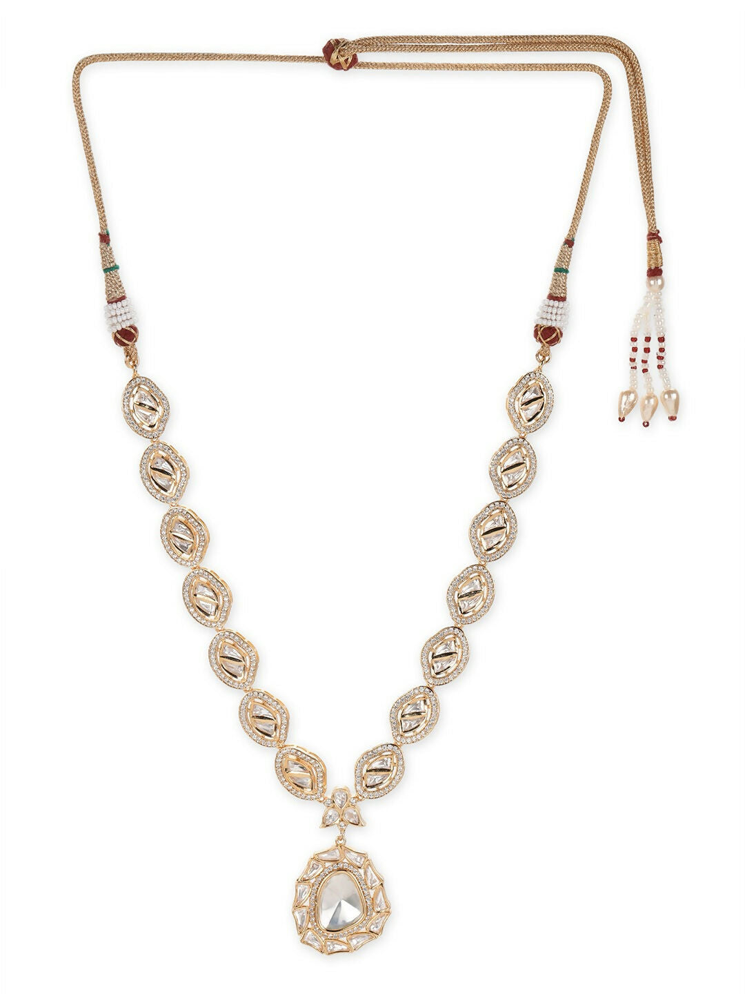 Gold Tone Kundan and Diamond Neckpiece- Ruby Raang
