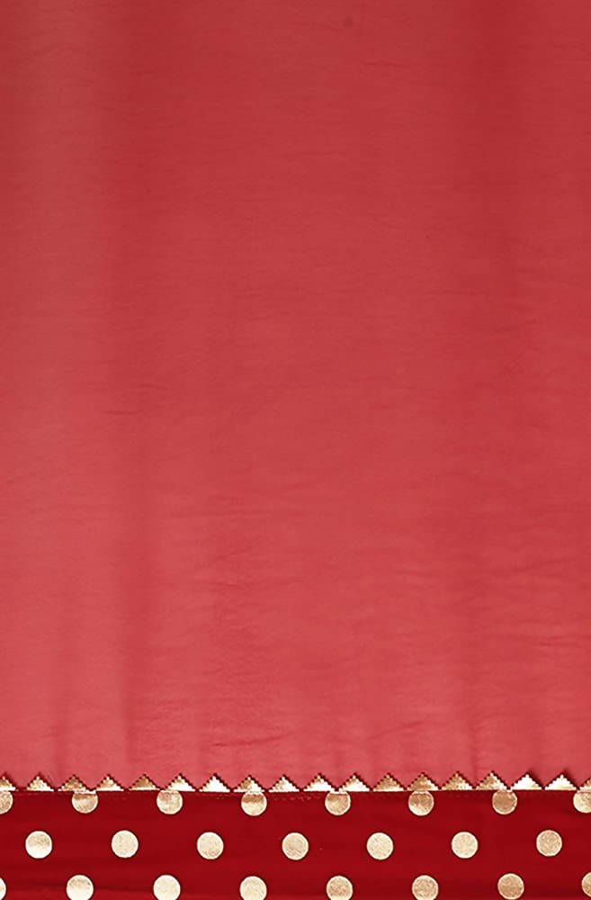 Janasya Women's Red Poly Georgette Printed Saree With Blouse Piece