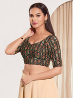 Joban Fashion Black Viscose Rayon Padded Blouse With Sweetheart Neck Elbow Sleeves - Distacart