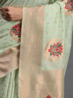 Shree Shyam Fashion Linen Cotton Light Green Saree - Distacart