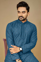 Anaita Teal Embroidered Rayon Straight Kurta - Distacart