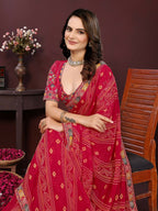 Ai Fashion Magenta Georgette Digital Print Party Wear Saree - Distacart