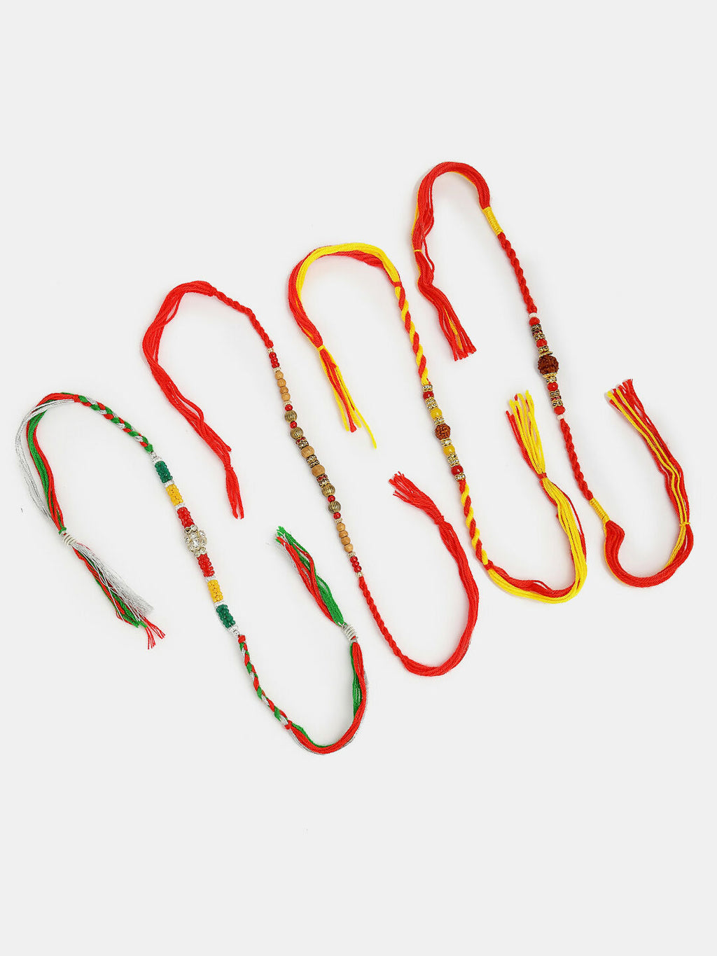 NVR Women & Men Set of 4 Multicolor Artificial stone and beads Rakhi With Roli Chawal & Chocolate - Distacart