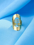 NVR Women's Western Gold-Polished Adjustable Finger Ring