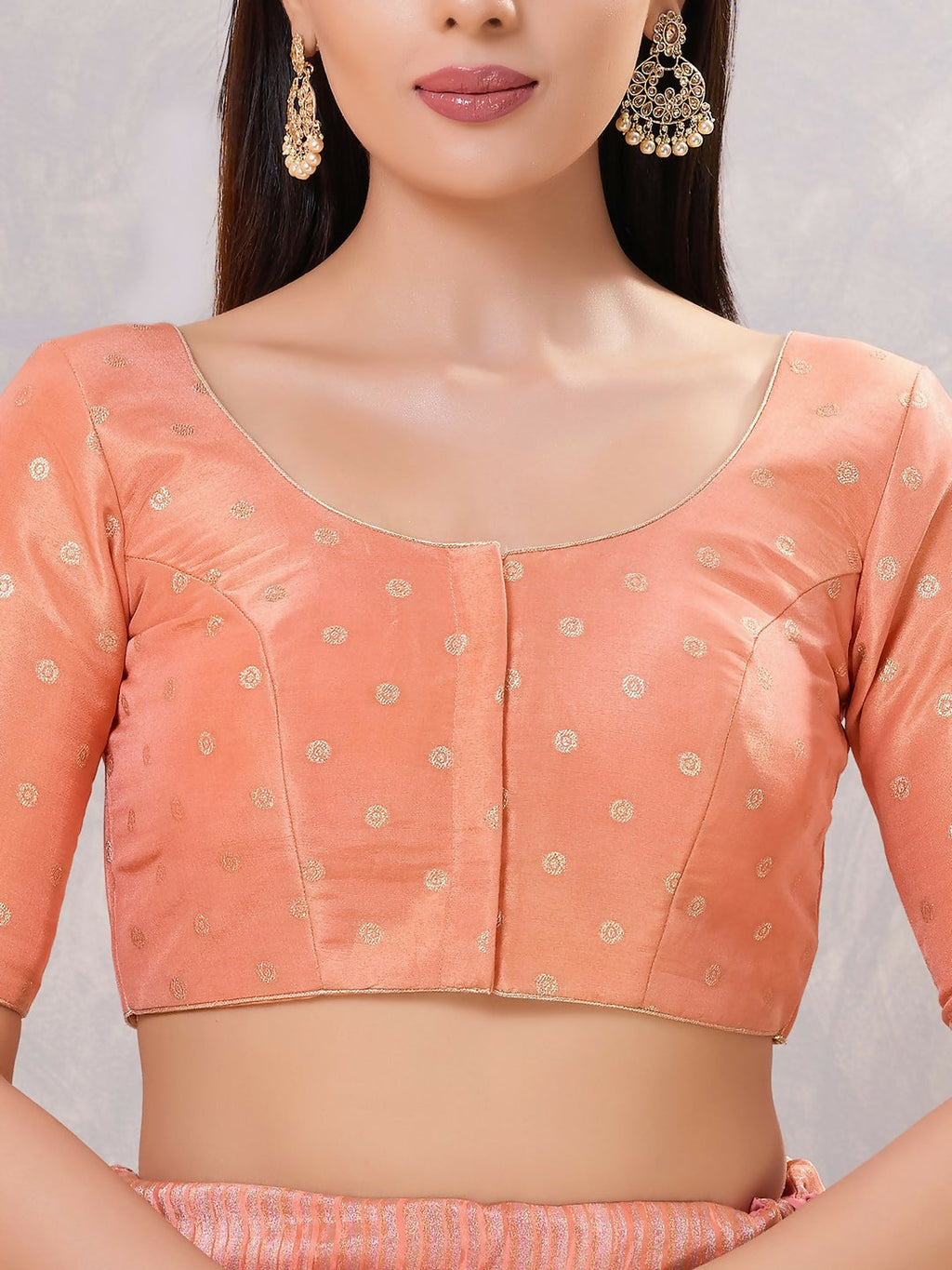 Joban Fashion Women Silk Peach Stitched Blouse