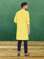 Even Apparels Men's Pure Cotton Yellow Kurta
