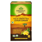 Organic India Tulsi Green Tea Lemon Ginger 25 Tea Bags - Distacart