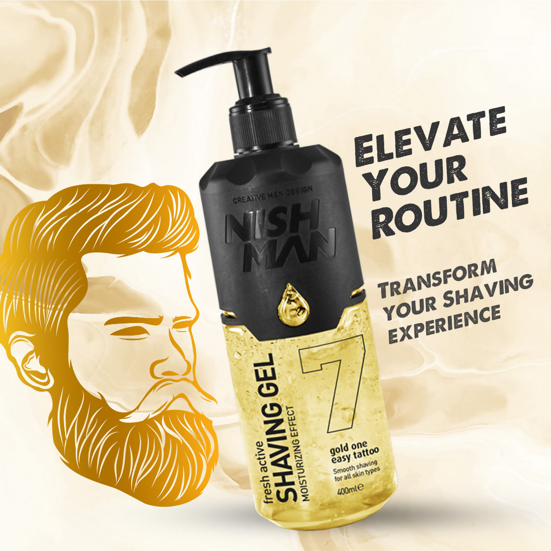 NishMan Fresh Active Shaving Gel Moisturizing Effect - Gold One