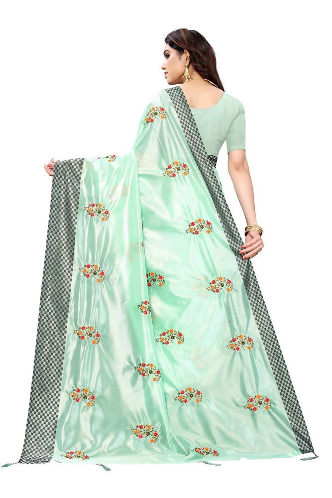Vamika Green Crepe Embroidery Saree (Nirali Green)