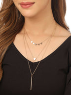 NVR Women's 3 Layered Gold-Polished Minimal Layered Necklace