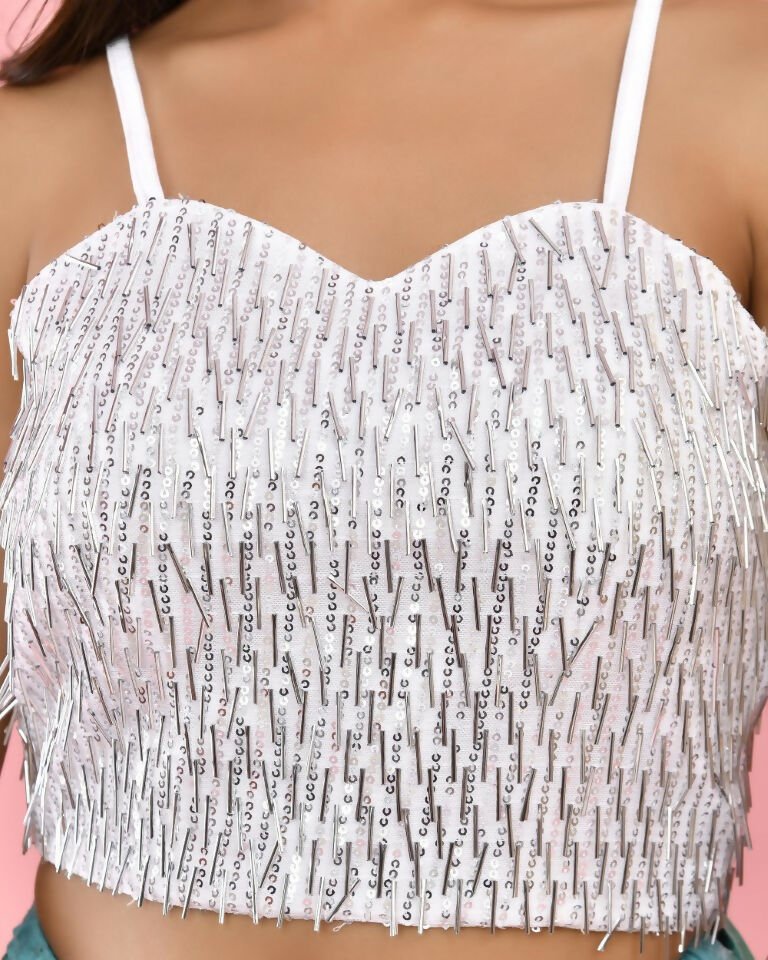 Amodini Designer Studio Silver Sequined Strap Padded Blouse