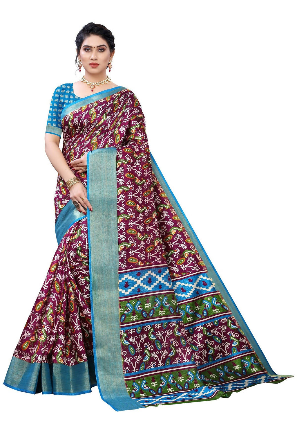 Vamika Beautiful Purple Linen Jari Border Saree (JANKI PURPLE) - Distacart