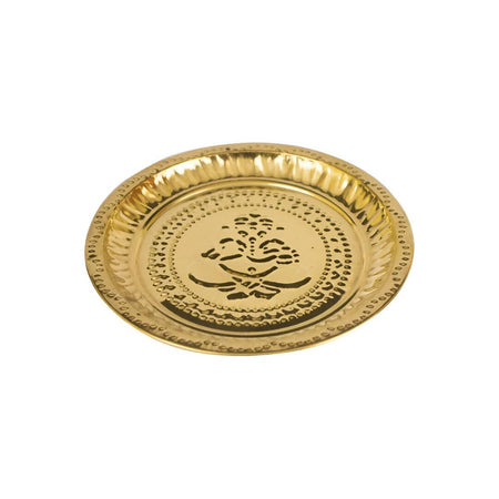 Spillbox Gold-Toned Brass Ganesha Thali Pooja Essential
