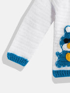 Chutput Kids Woollen Hand Knitted Full Sleeves Cardigan For Baby Boys - White