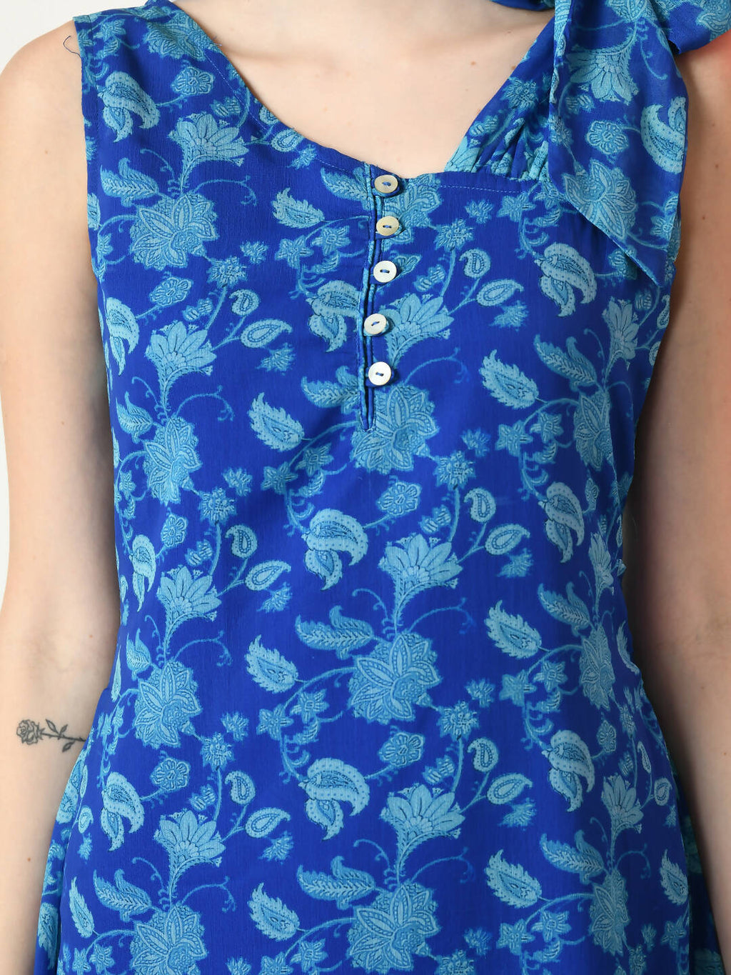 Myshka Women's Blue Fit and Flare Printed Dress - Distacart