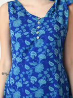 Myshka Women's Blue Fit and Flare Printed Dress - Distacart
