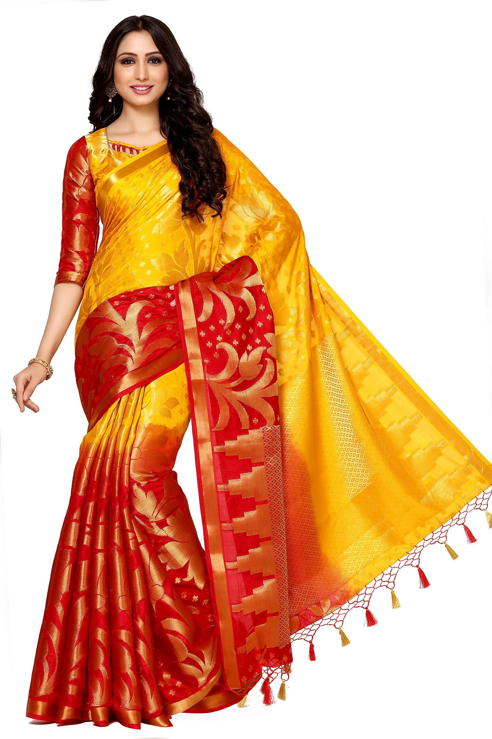 Mimosa Women's Multi Color Art Silk Kanjivaram Saree - Distacart
