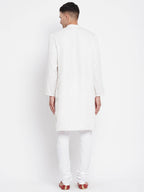 Even Apparels White Rayon Men's Sherwani Kurta With Open Front - Distacart
