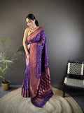 Joban Fashion Banarasi Purple Woven Soft Silk Saree - Distacart