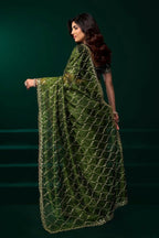 Joban Fashion Green Net Party Wear Sarees - Distacart