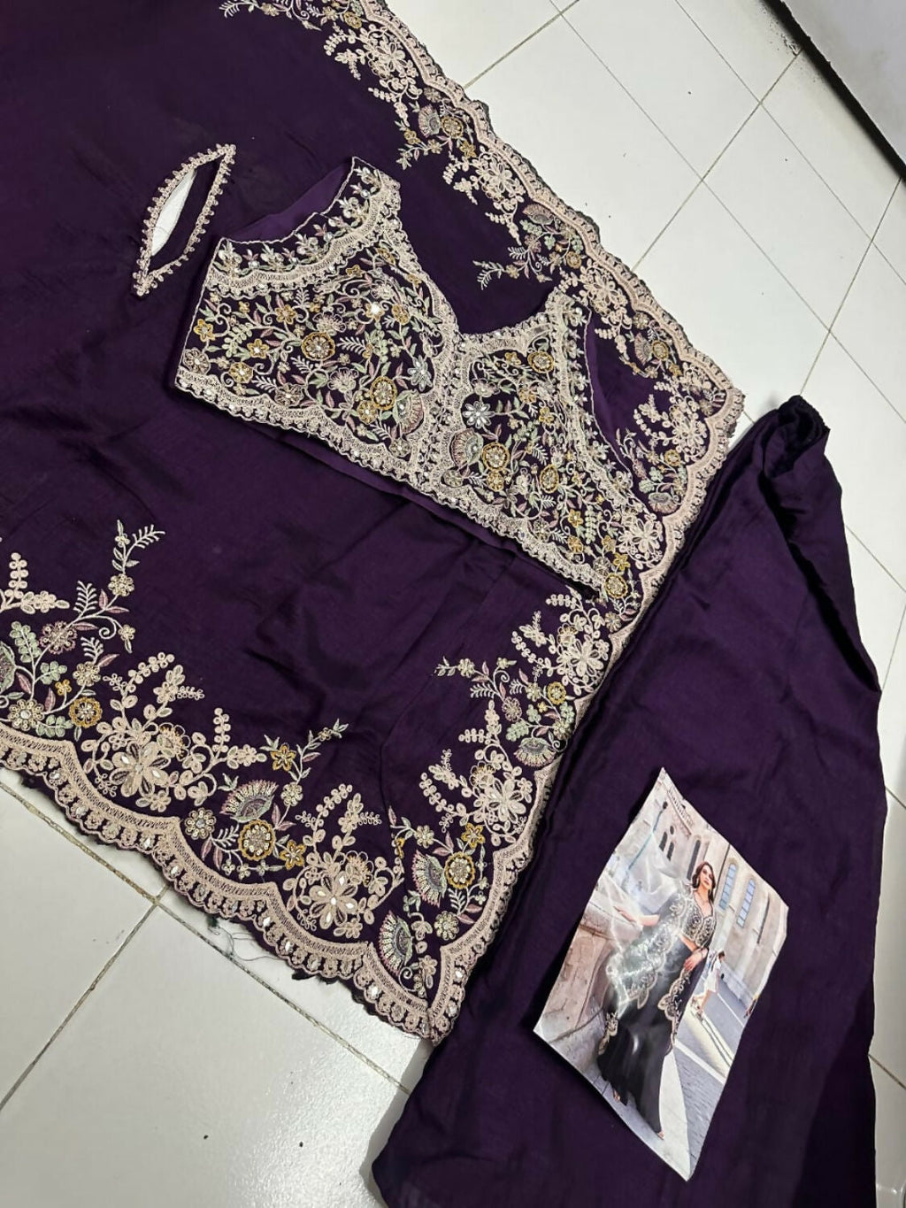 Anaita Purple Real Premium Silk Stitched Shrug Suit with Embroidery Work - Distacart