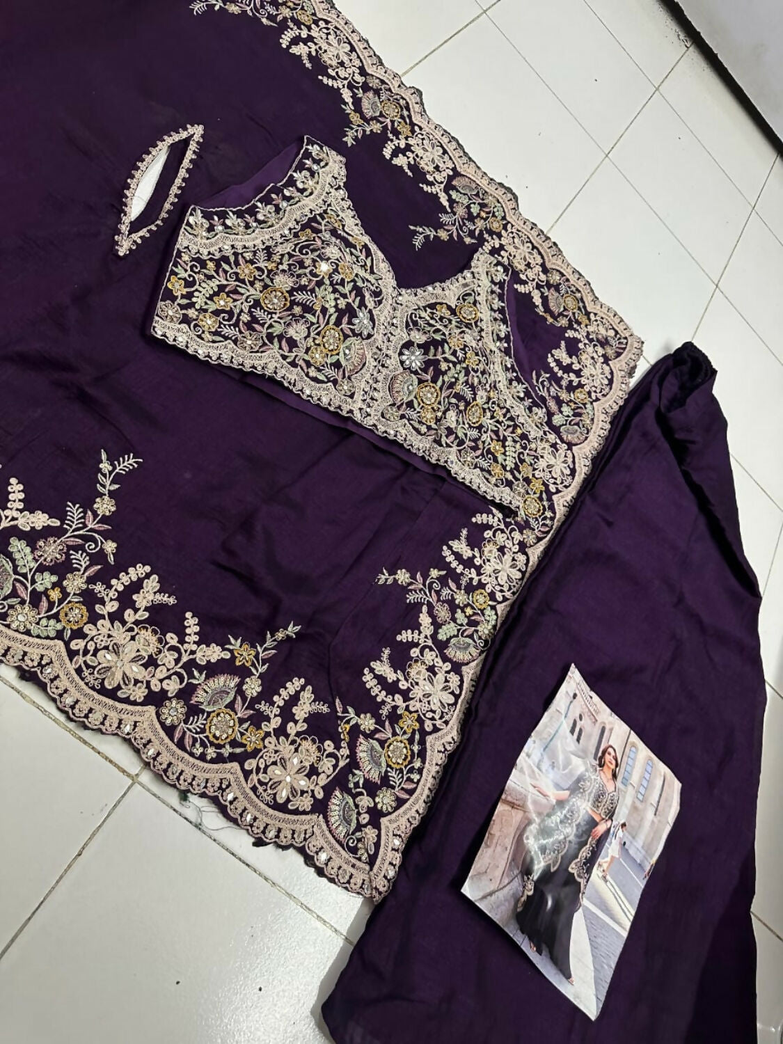 Anaita Purple Real Premium Silk Stitched Shrug Suit with Embroidery Work - Distacart