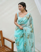 Vamsee Anamika Sky Organza Silk Saree
